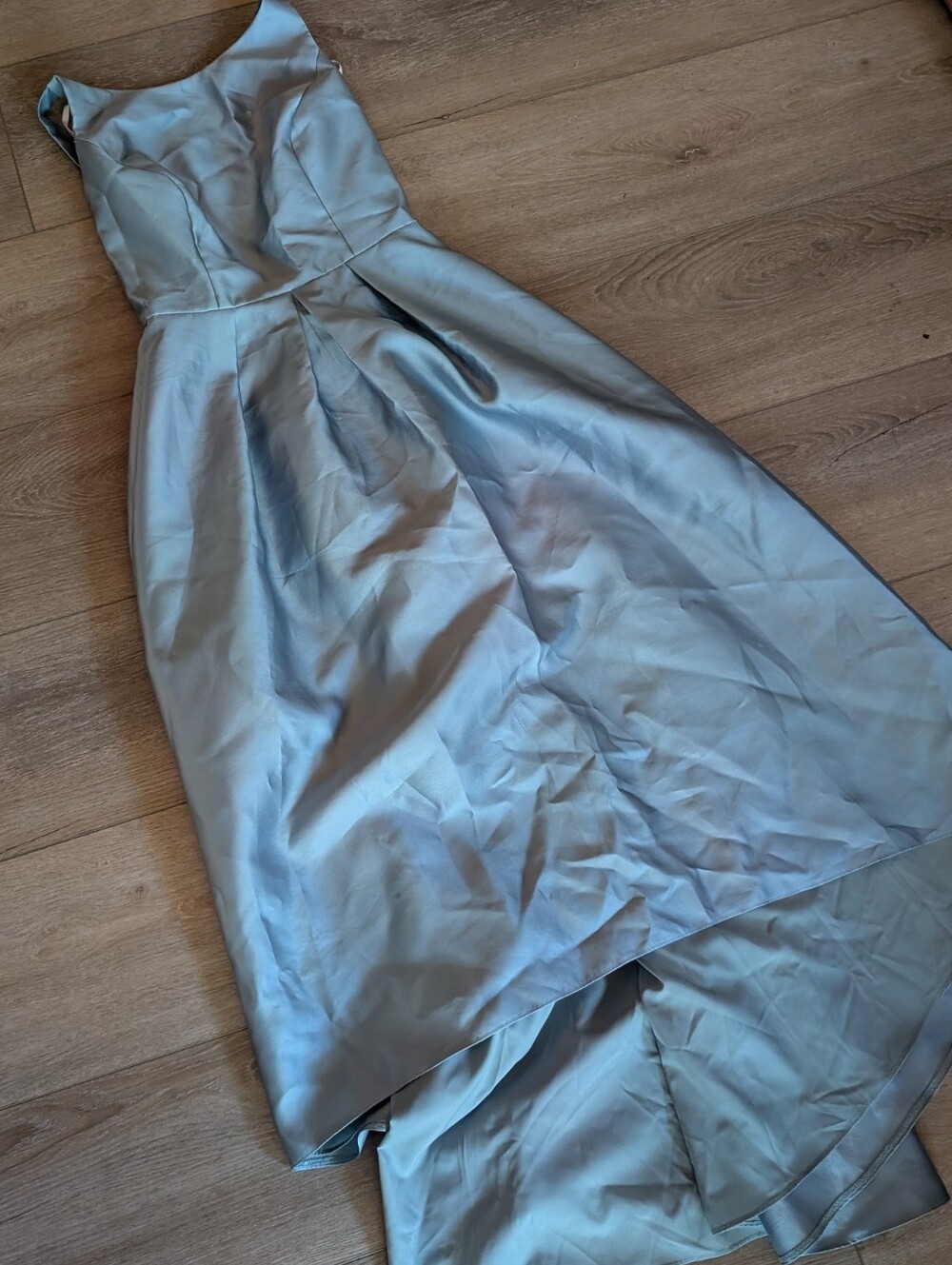 Elegant Women’s Light Blue Satin Fit-and-Flare Dress